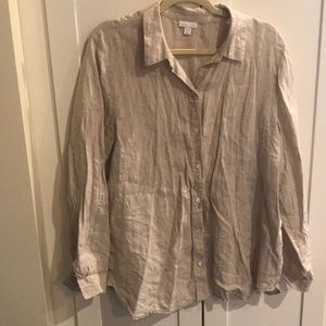 JJill khaki linen blouse, L.